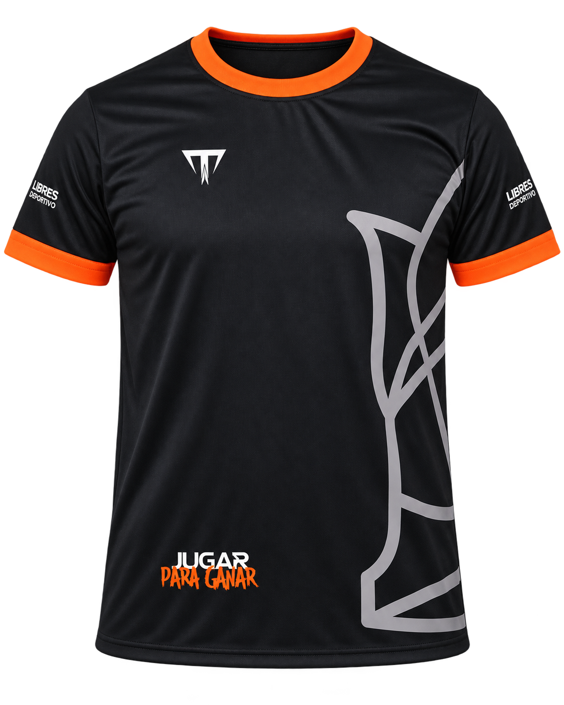 Playera Titan Jugar para Ganar negra y naranja