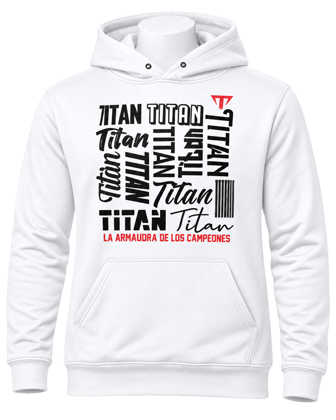 Hoodie Titan tipográfico blanco