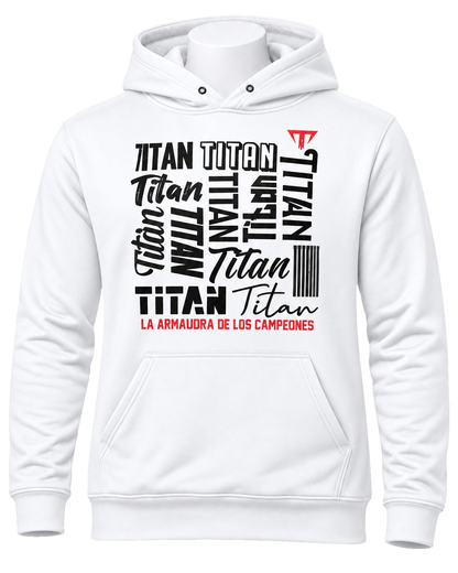 Hoodie Titan tipográfico blanco