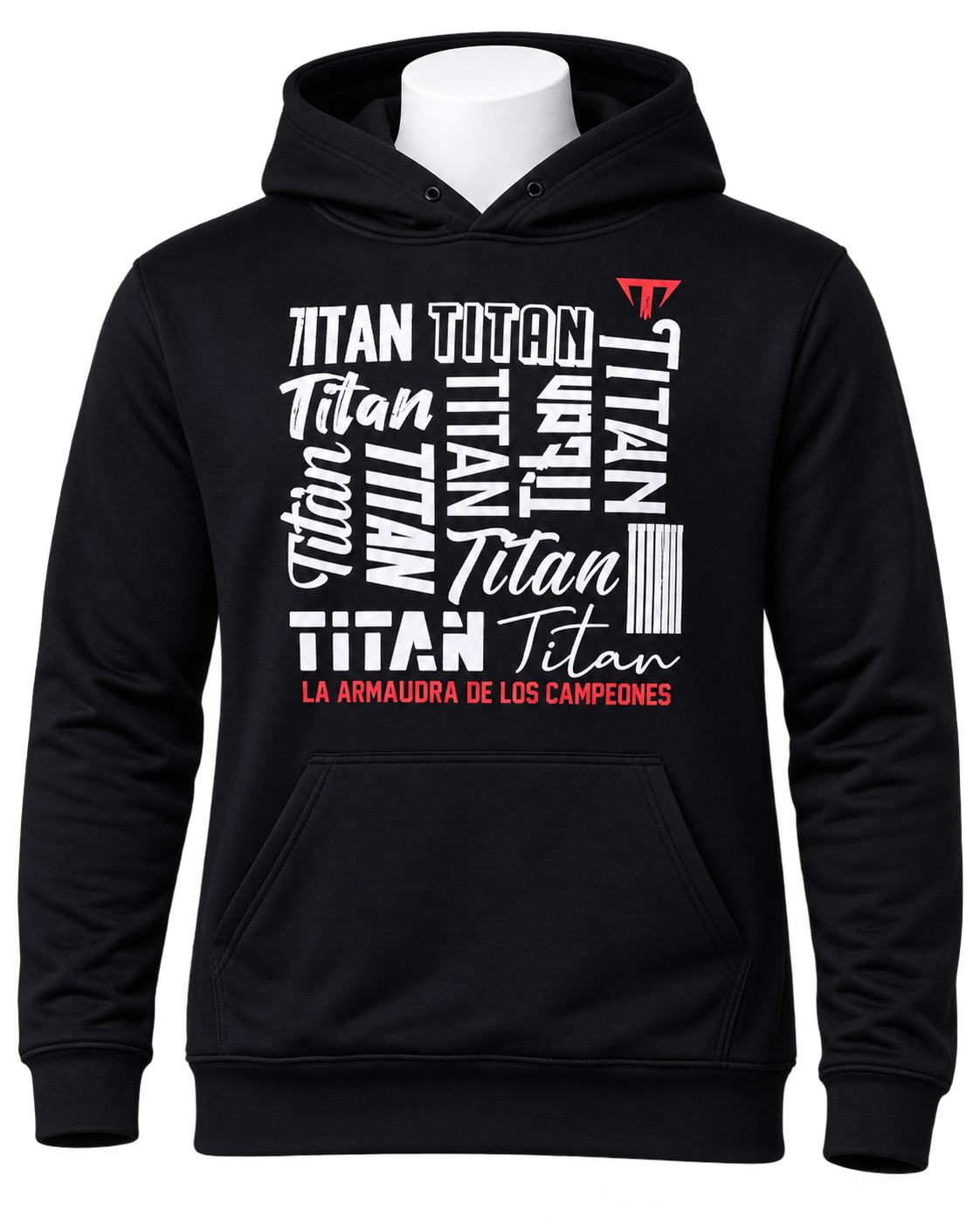 Hoodie Titan tipográfico negro