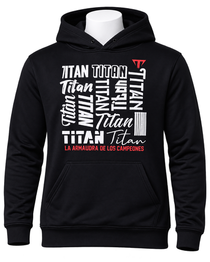 Hoodie Titan tipográfico negro