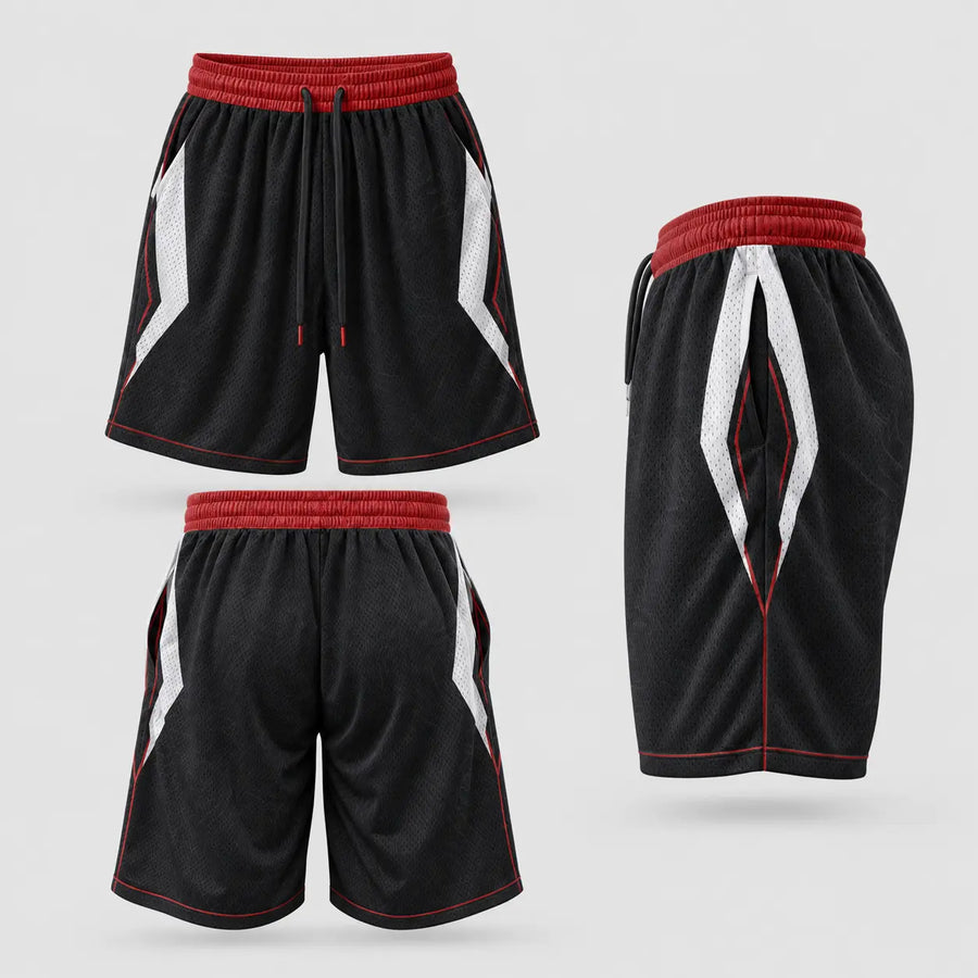 Short con bolsas personalizado Titan en negro, blanco y rojo