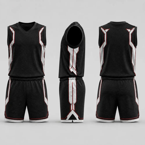 Uniforme 3 vistas personalizado Titan en negro, blanco y rojo